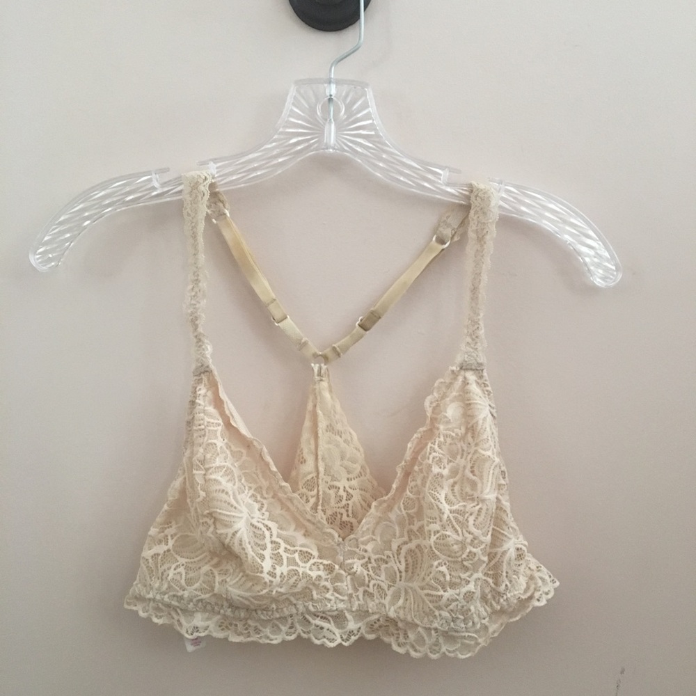 Pale pink, cream floral bralette